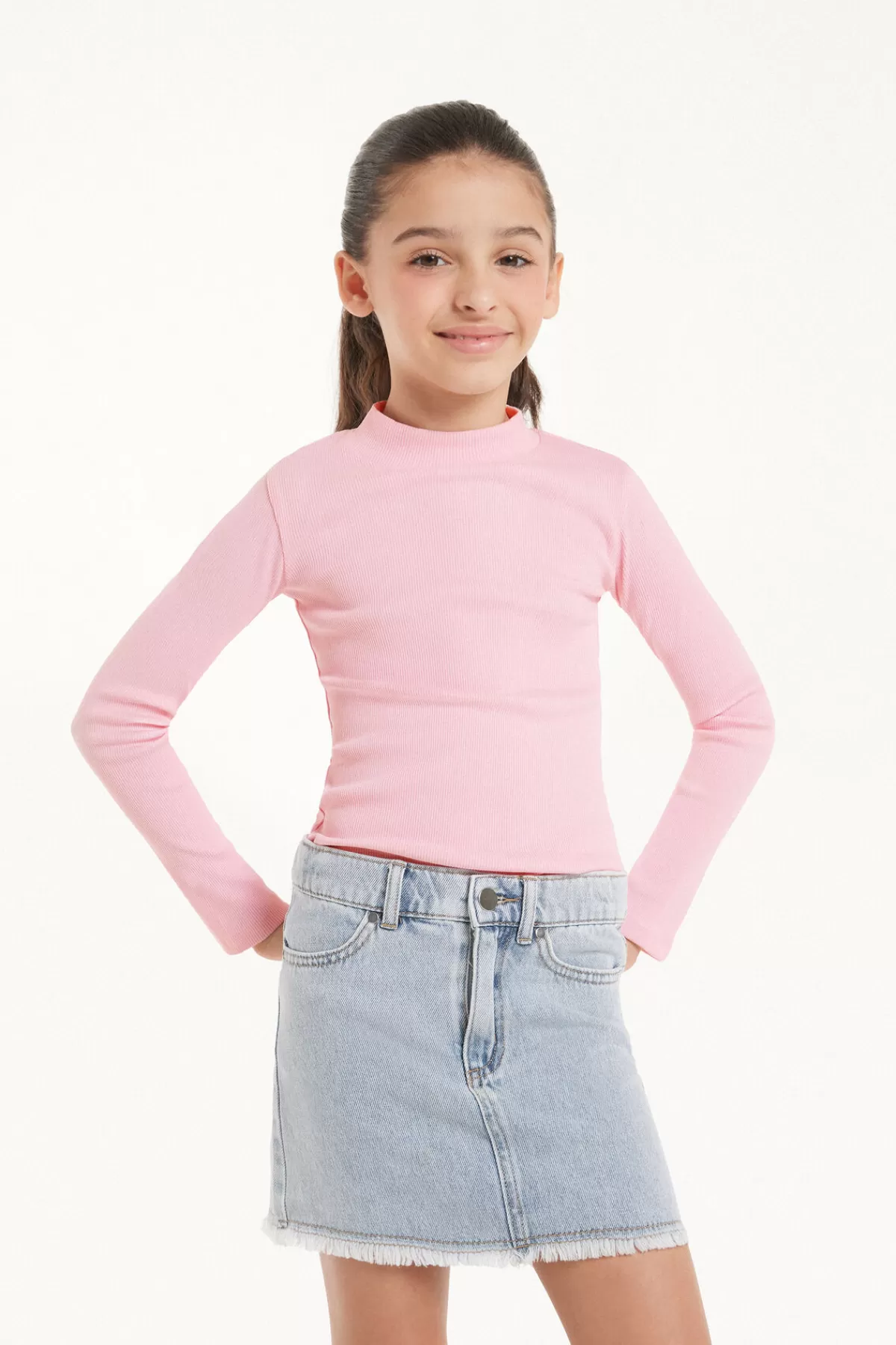 Maglione in Cotone Costine con Maniche Lunghe e Collo a Lupetto - Tezenis Unisex per Bambini