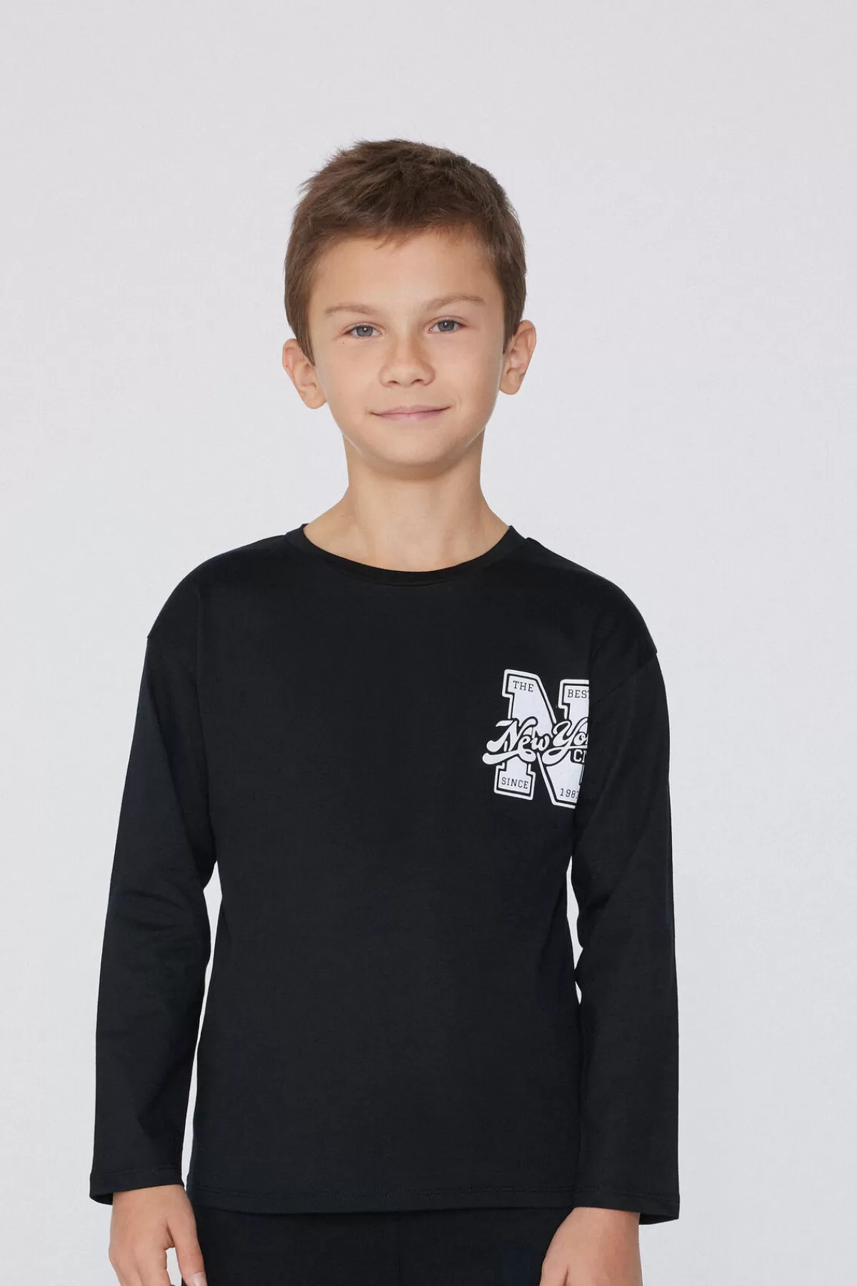 Tezenis - Maglia a Maniche Lunghe in Puro Cotone con Fantasia Unica per Bambini, Comoda e Stilosa