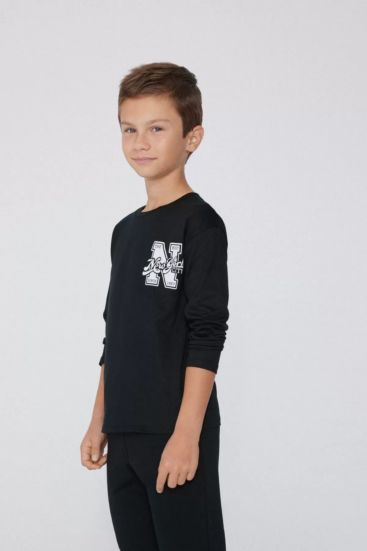 Tezenis - Maglia a Maniche Lunghe in Puro Cotone con Fantasia Unica per Bambini, Comoda e Stilosa