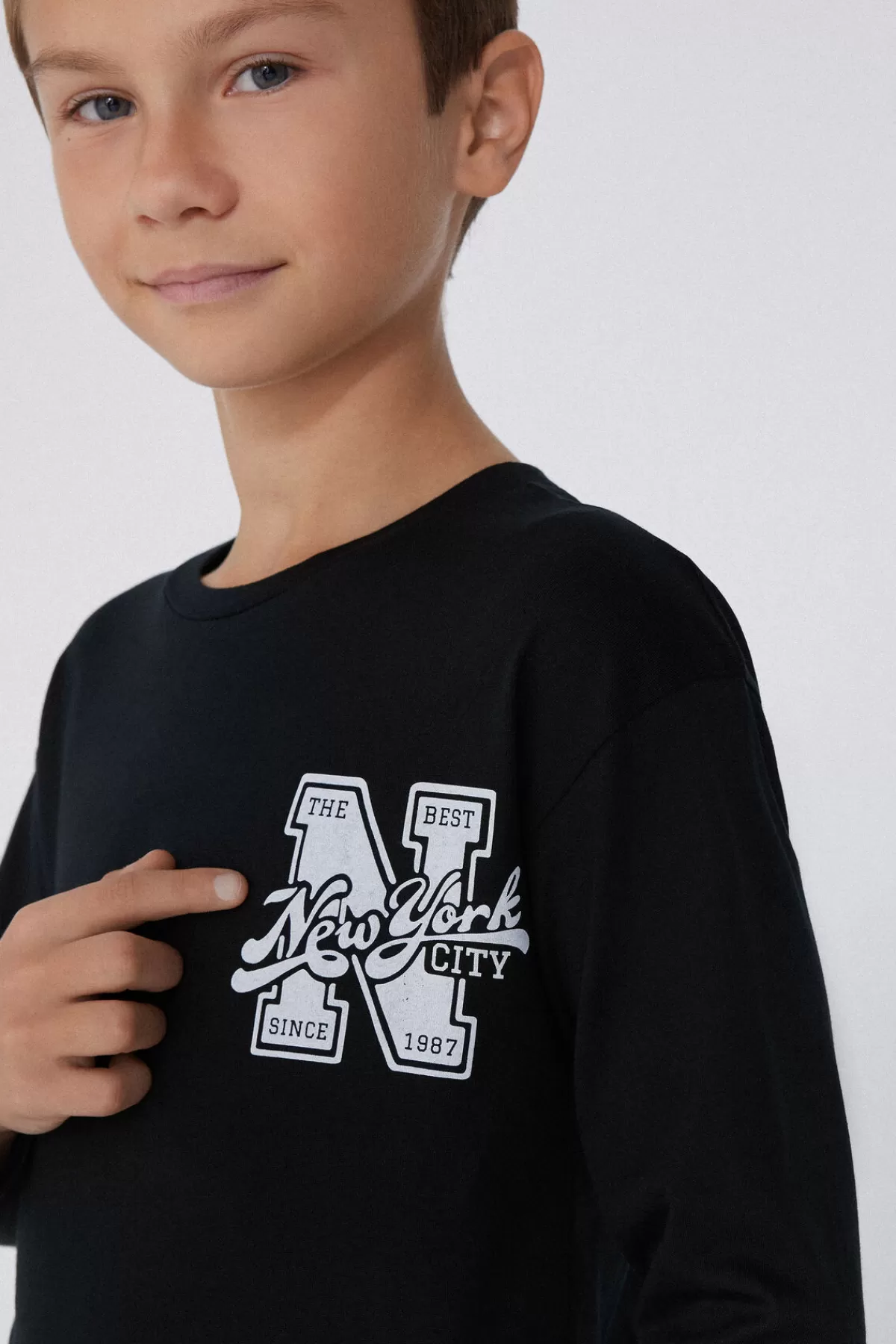 Tezenis - Maglia a Maniche Lunghe in Puro Cotone con Fantasia Unica per Bambini, Comoda e Stilosa