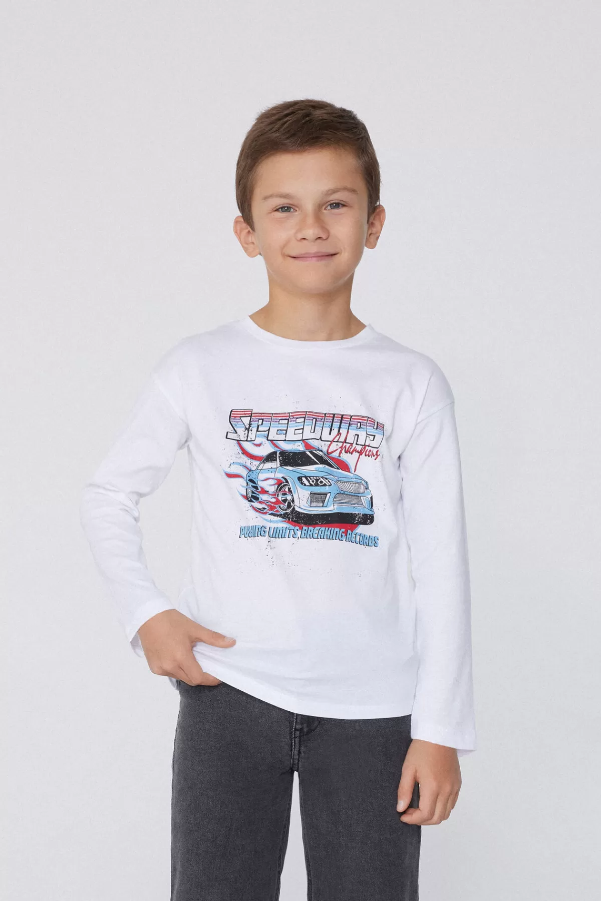 Tezenis Felpa Bambino in Cotone Organico con Stampa Creativa - Maglia a Maniche Lunghe Divertente e Morbida per Giorni di Gioco