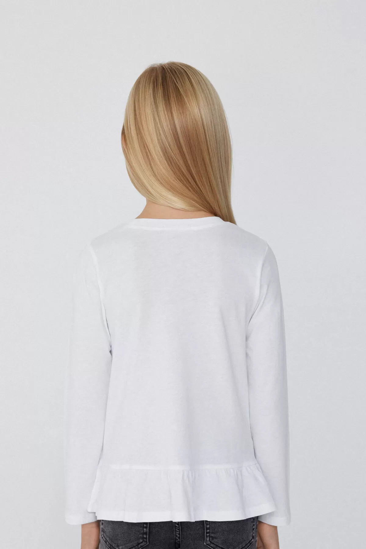 Maglia Tezenis in Puro Cotone con Maniche Lunghe e Dettaglio Volant Romantico