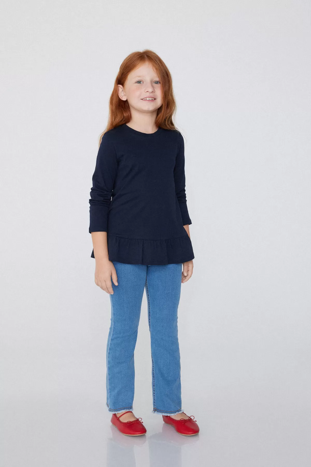 Tezenis Top Donna in Puro Cotone a Maniche Lunghe con Dettaglio Volant