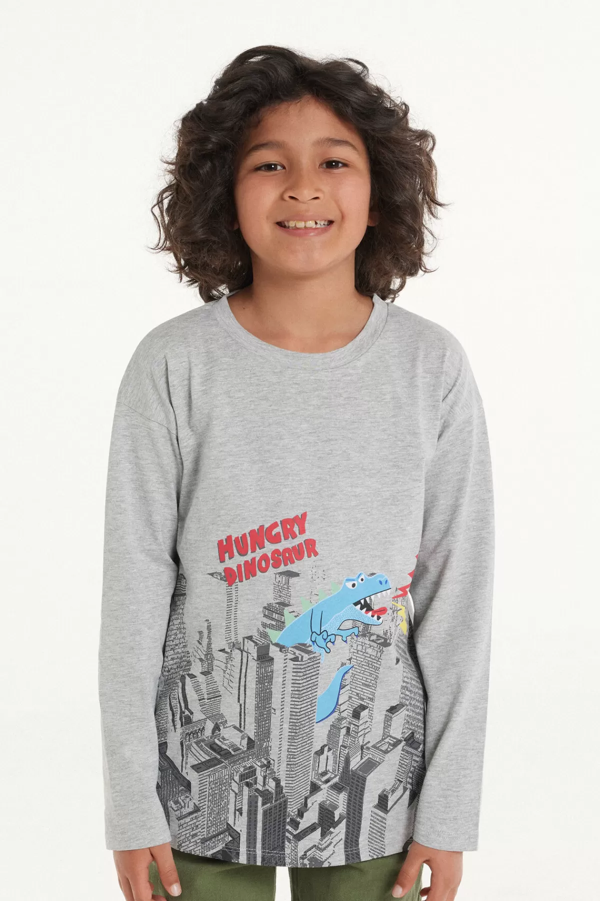 Maglione Bambino Tezenis in Puro Cotone - Felpa Girocollo con Fantasia Unica, Maniche Lunghe Morbide

(：，