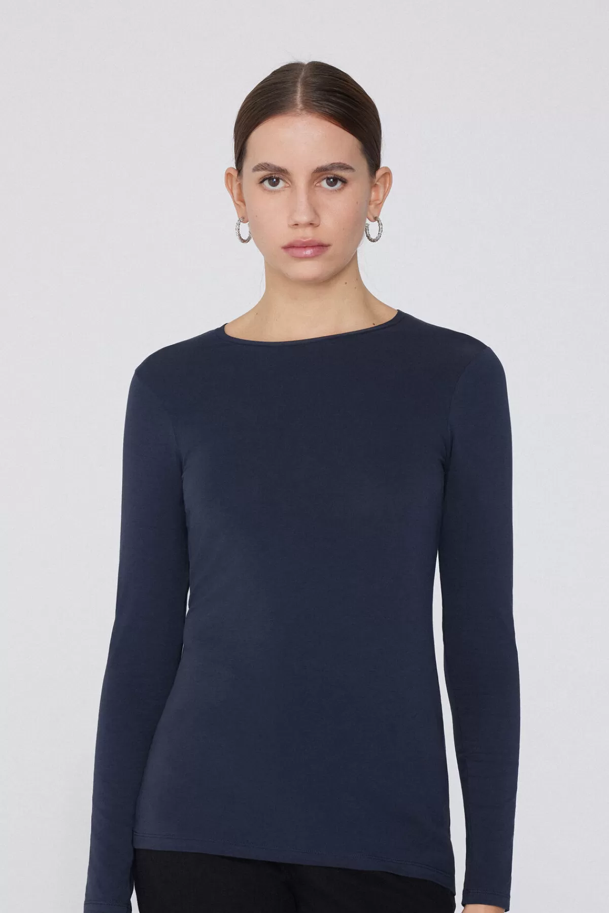 Maglia Lunga Donna in Cotone Elasticizzato con Girocollo - Tezenis Moda Casual