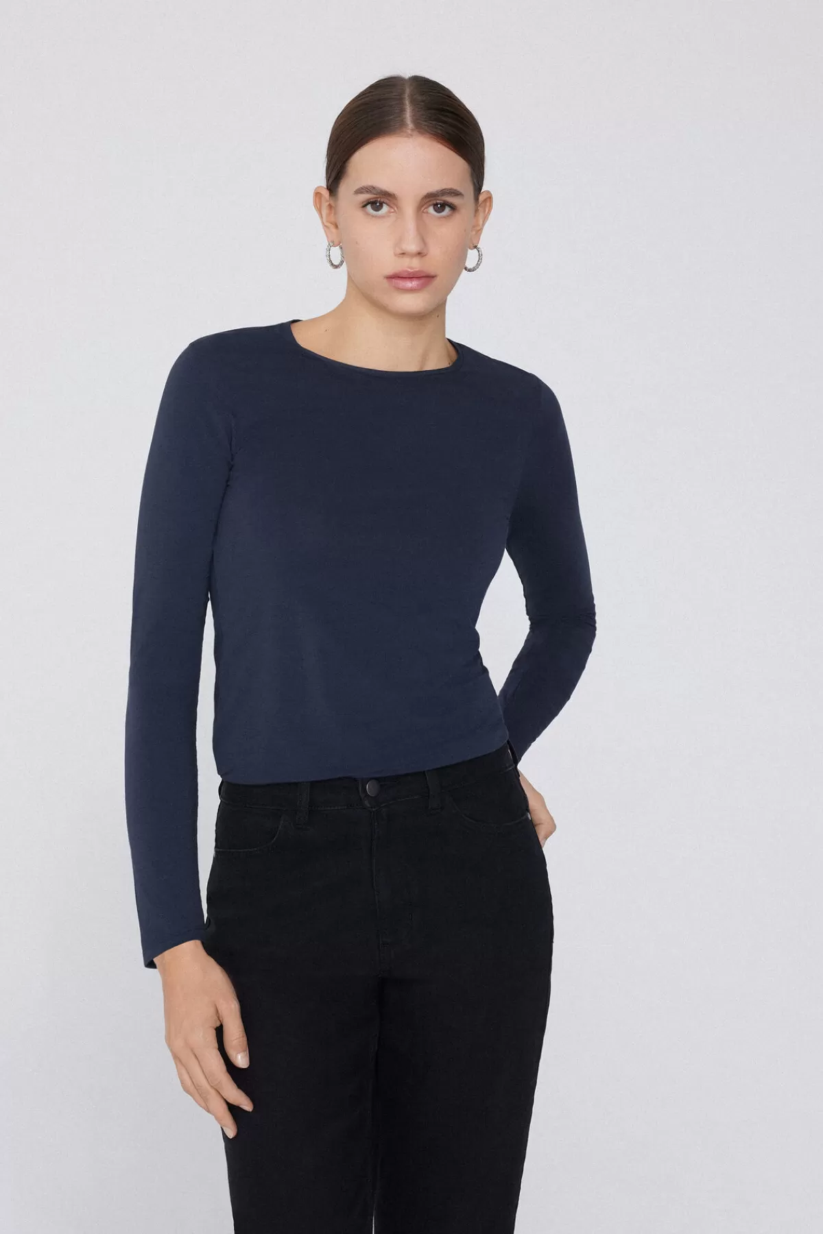 Maglia Lunga Donna in Cotone Elasticizzato con Girocollo - Tezenis Moda Casual