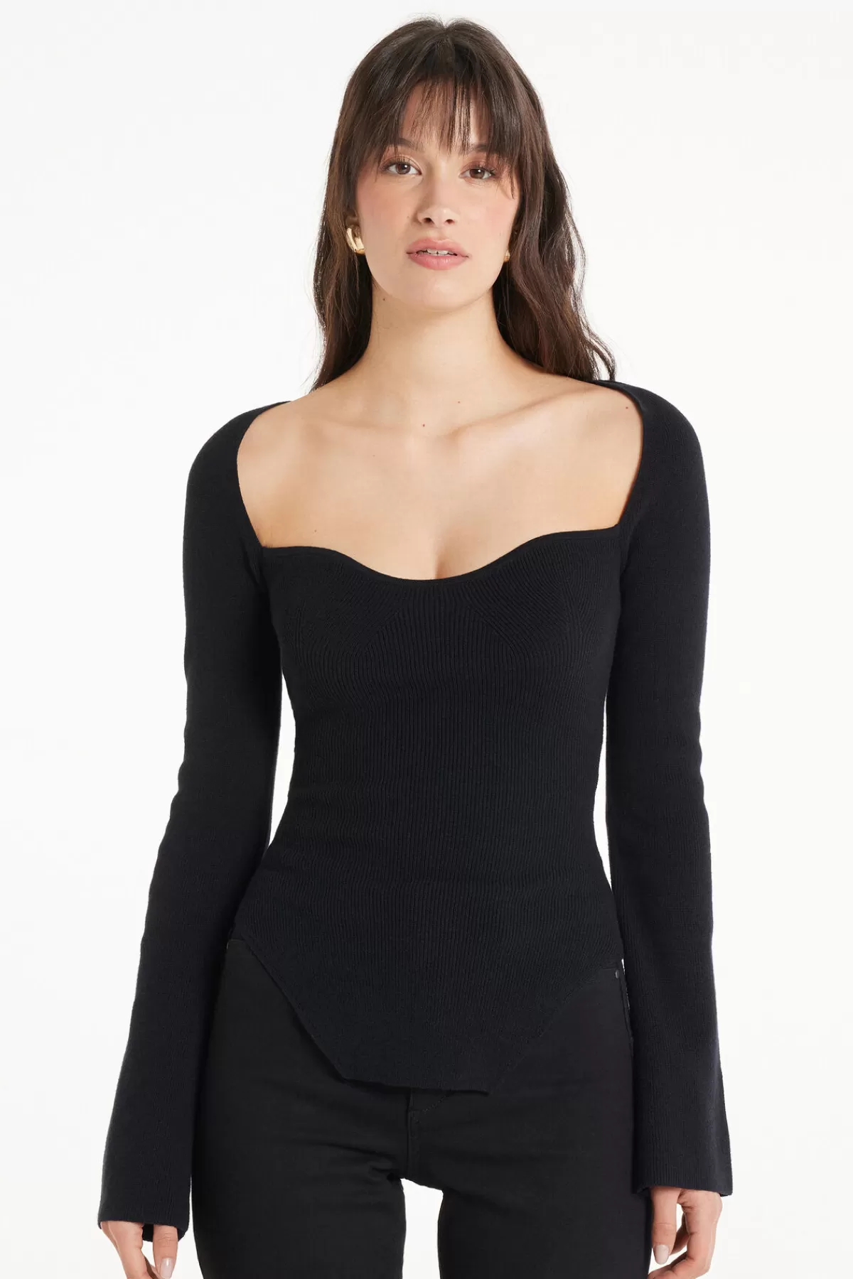 Maglione Tezenis Donna con Scollo a Cuore e Maniche Lunghe in Trama Costine