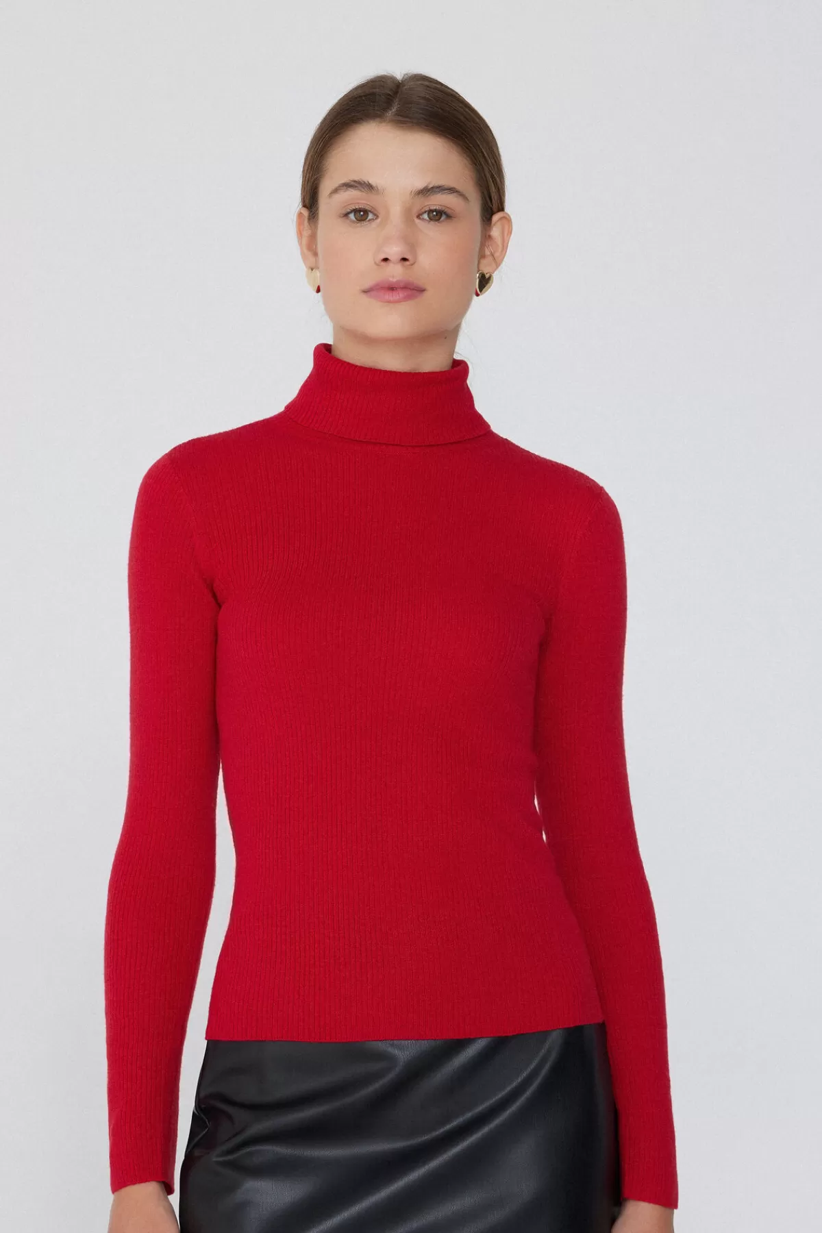 Maglione Invernale Donna a Collo Alto - Maniche Lunghe Tezenis con Dettaglio Costine in Lana Morbida