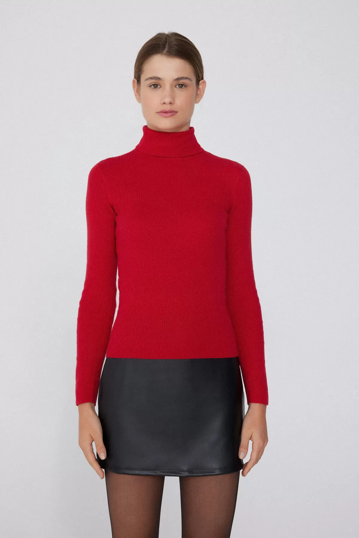 Maglione Invernale Donna a Collo Alto - Maniche Lunghe Tezenis con Dettaglio Costine in Lana Morbida