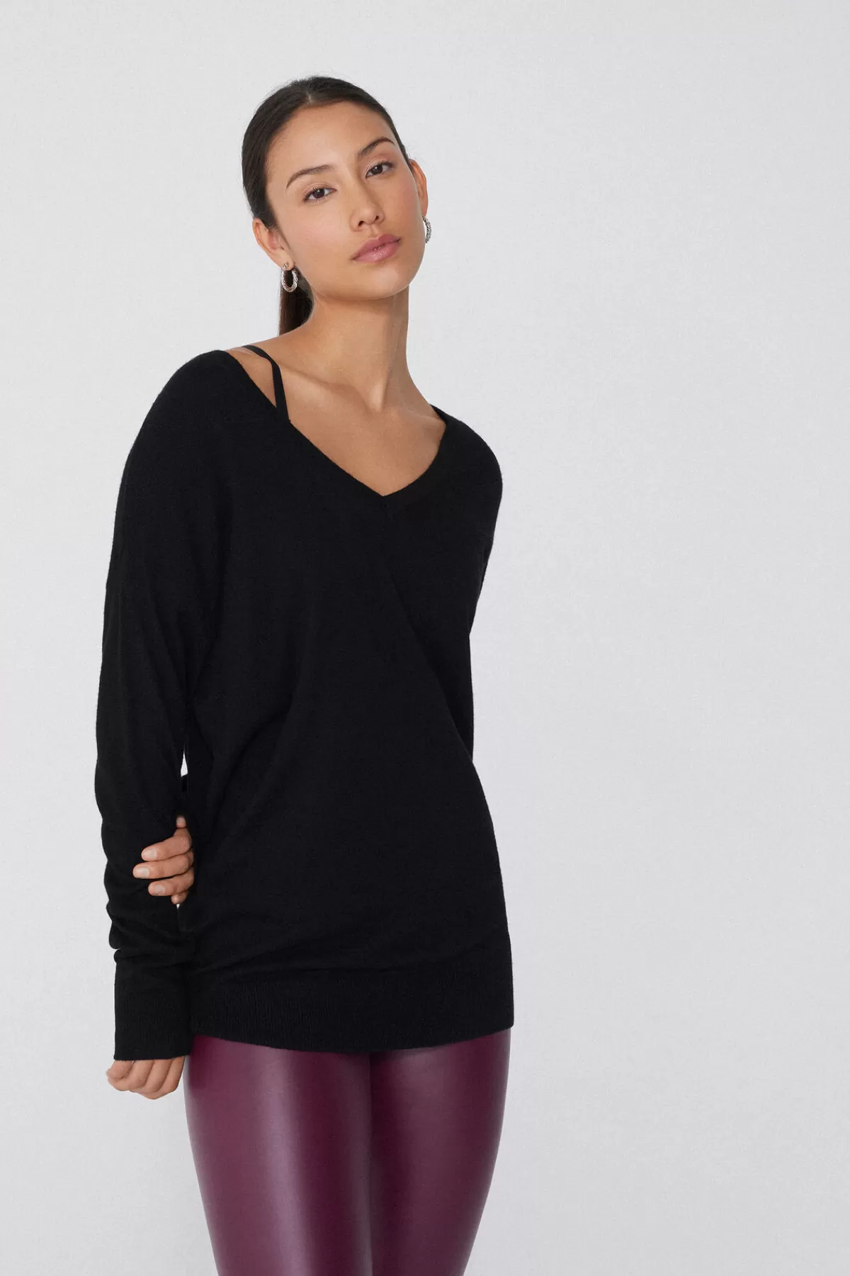 Maglione Invernale Donna con Scollo a V e Maniche Lunghe - Lana Morbida Tezenis