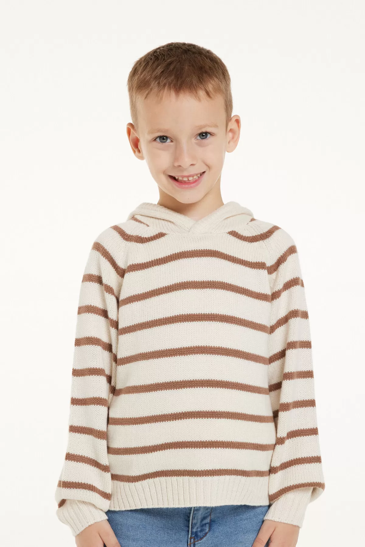 Felpa con Cappuccio a Righe Bambino Tezenis - Intimo Morbido Autunno/Inverno per Piccoli 1-8 Anni