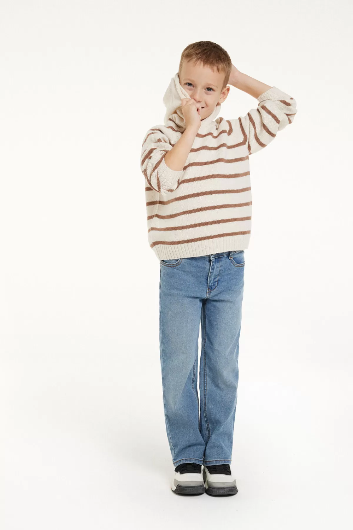 Felpa con Cappuccio a Righe Bambino Tezenis - Intimo Morbido Autunno/Inverno per Piccoli 1-8 Anni