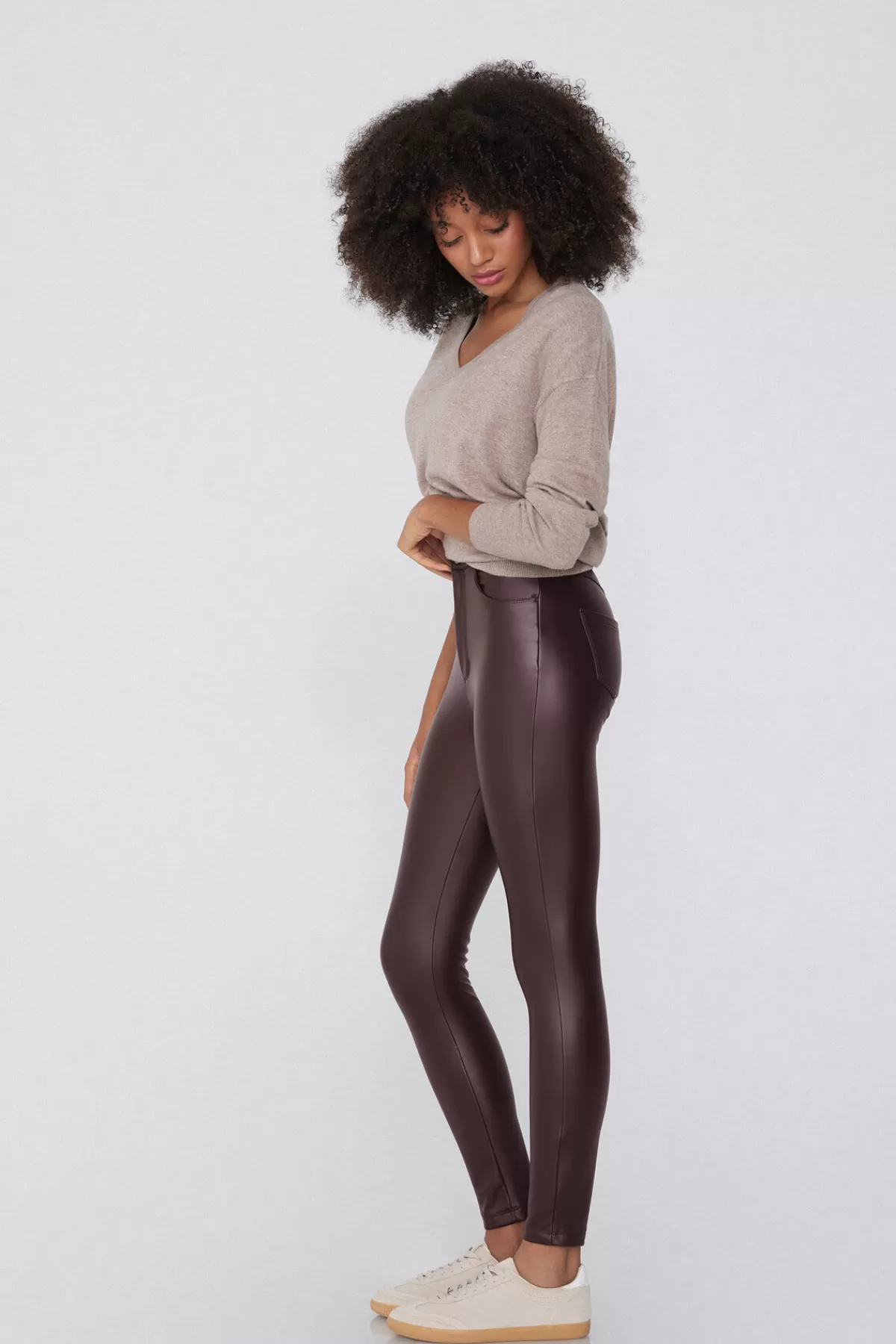 Pantaloni Termici Donna con Tasche in Pelle Sintetica - Tezenis Collection Invernale, Design Elegante e Conforto Totale