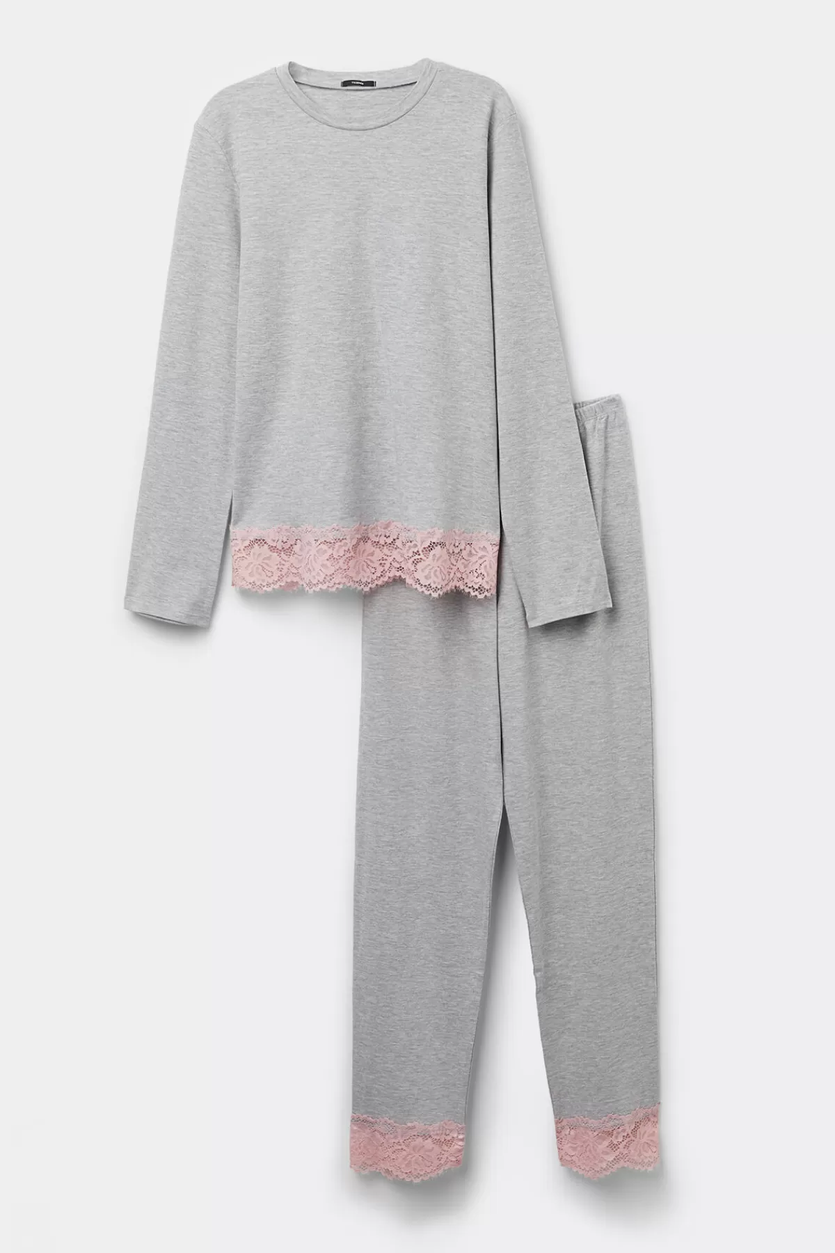 Pigiama Lungo Donna con Ricami Eleganti in Cotone Spesso - Tezenis