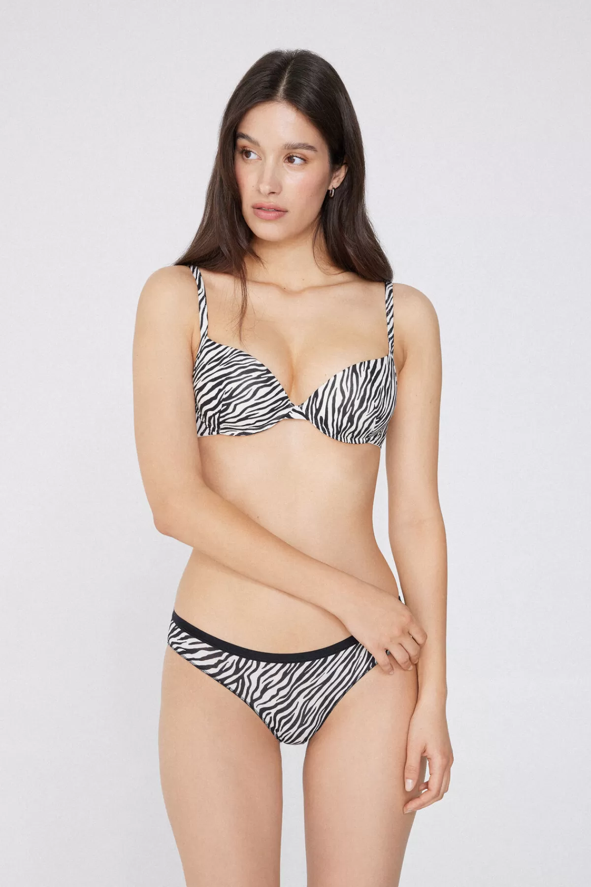Tezenis Reggiseno Push-Up Donna con Stampa Geometrica Atene - Effetto Scollatura Avvolgente e Confortevole