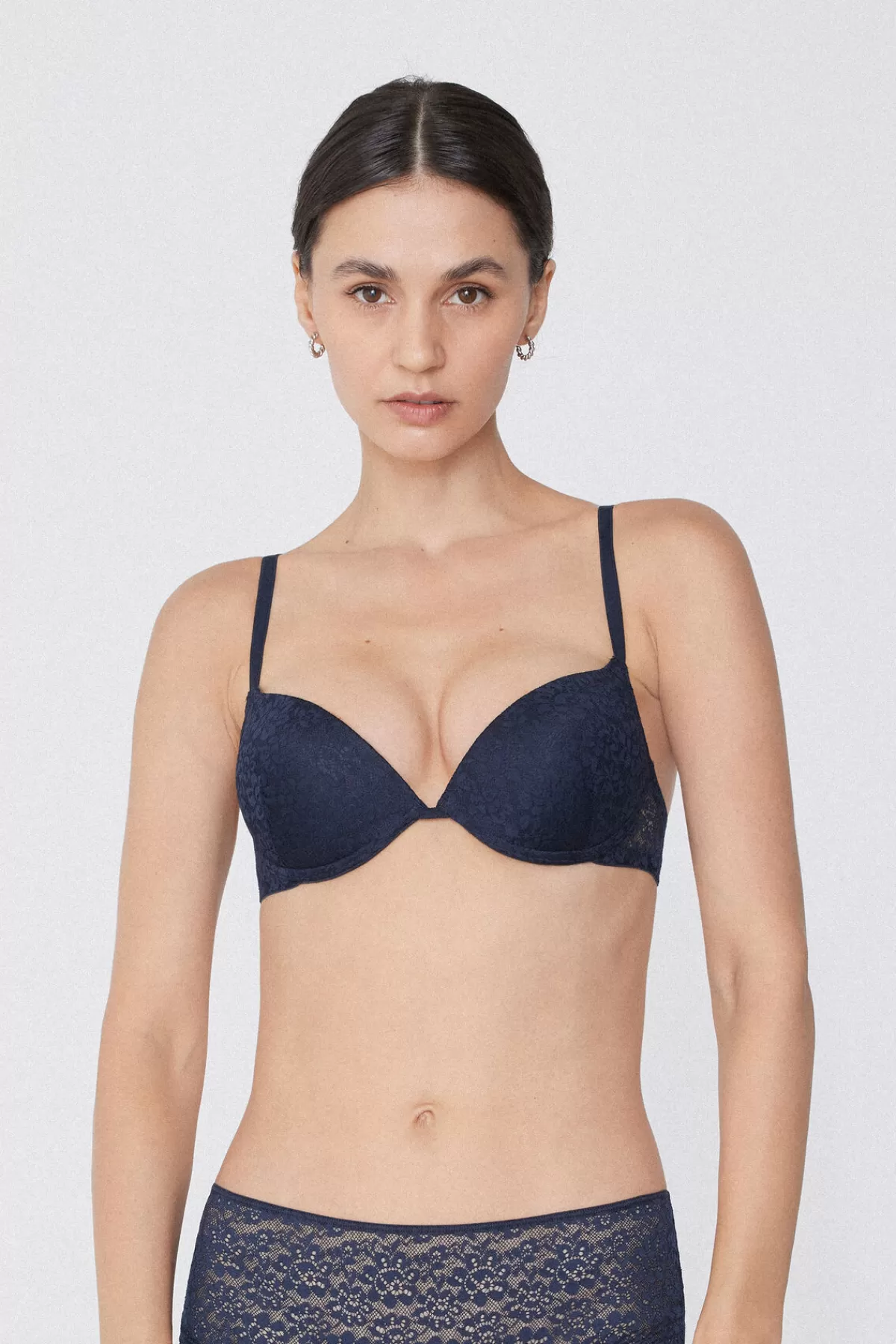 Tezenis Reggiseno Donna Effetto Push-up con Pizzo Rigenerato - Design Esclusivo Los Angeles Style