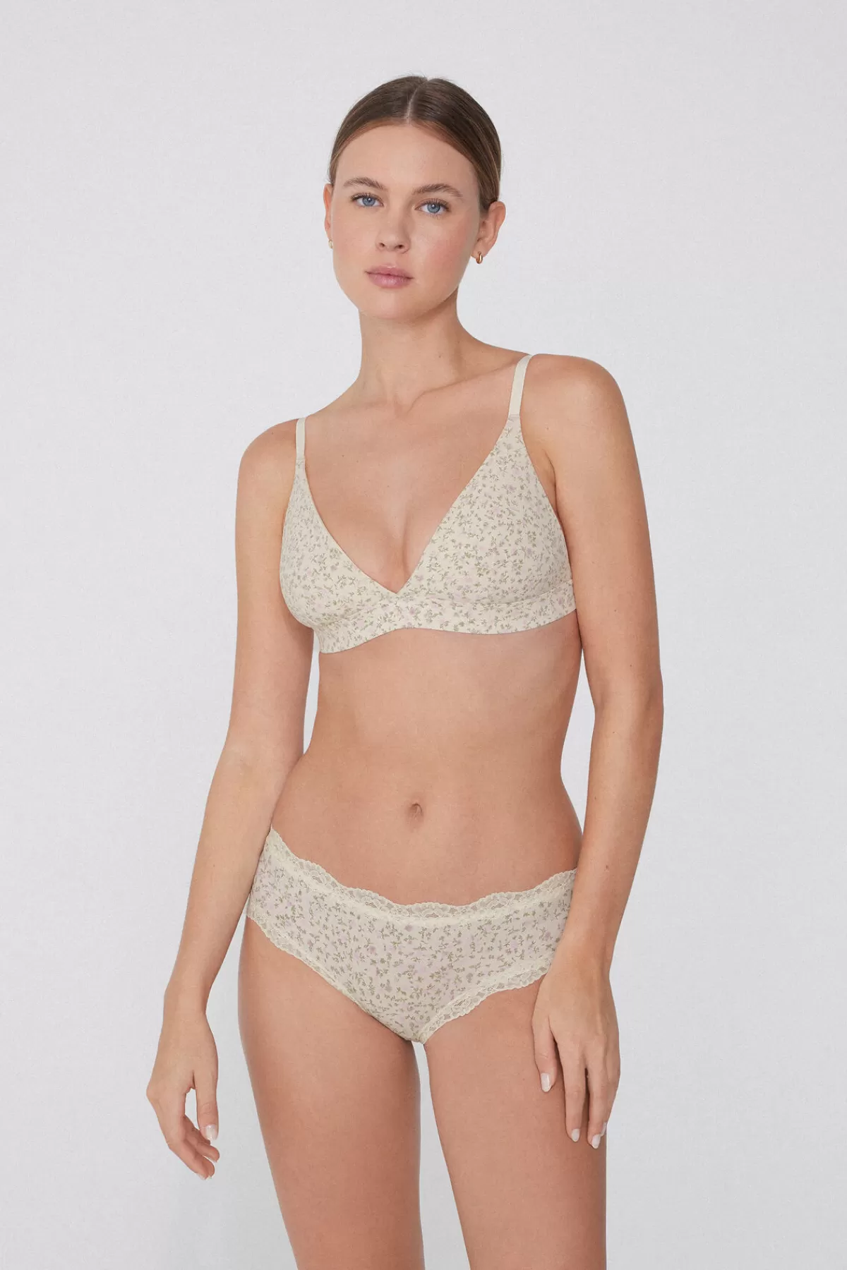 Tezenis Reggiseno Triangolo Donna con Stampa Floreale - Microfibra Comoda Collezione Lisbon per il Comfort Quotidiano