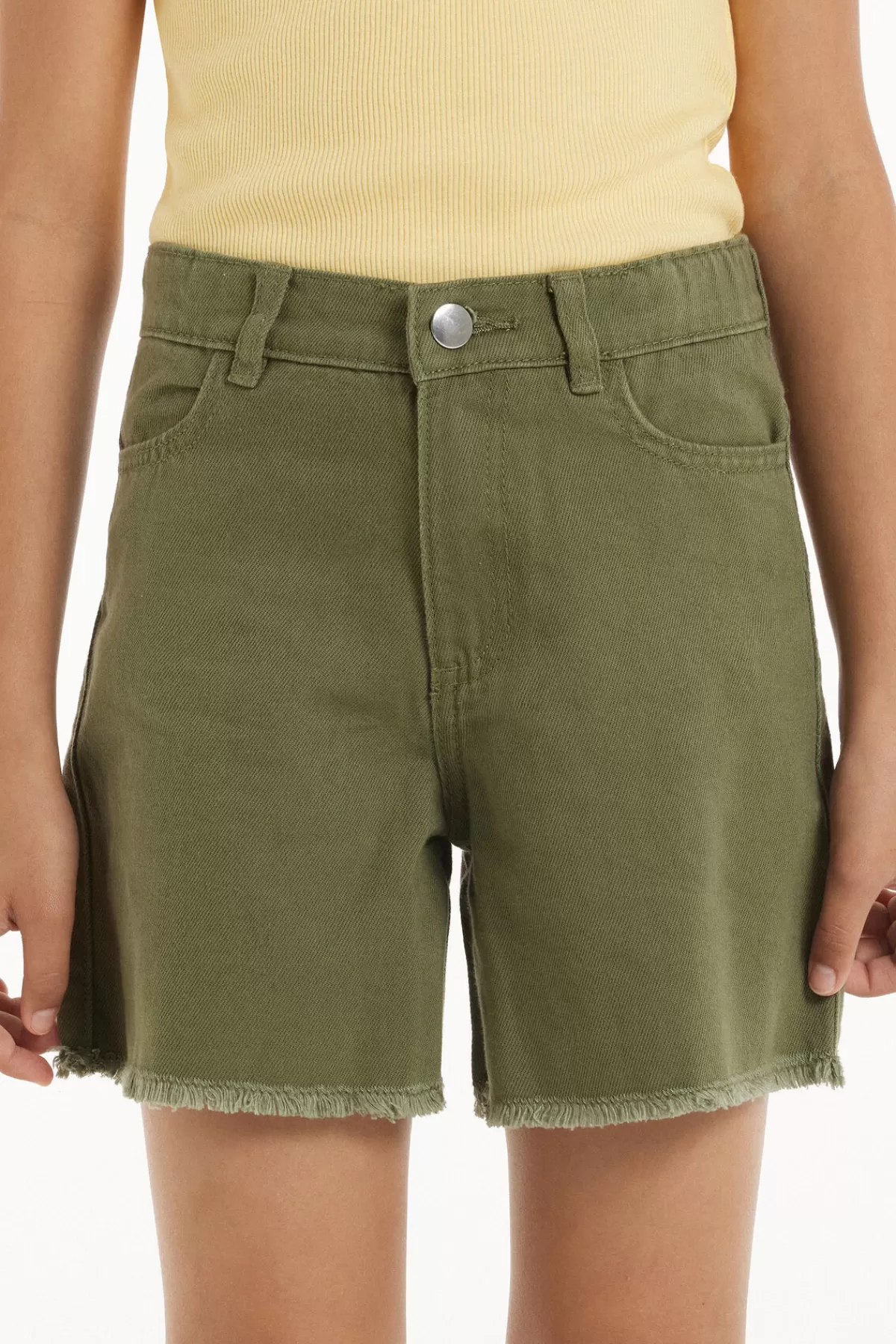 Tezenis Pantaloncini Jeans con Frange - Stile Distrutto e Taglio Corto
