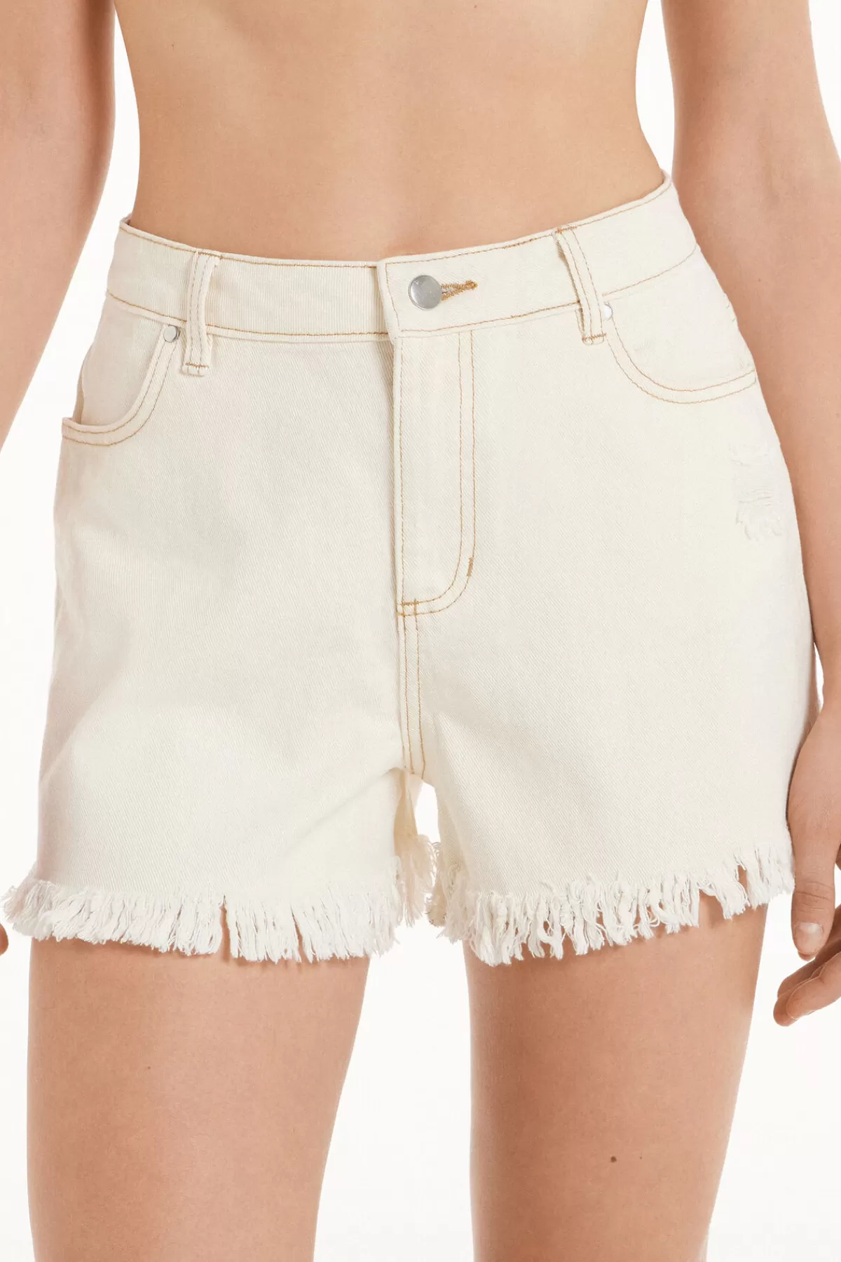 Denim Frangiati a Gamba Corta Donna - Shorts Casual Tezenis per Look Effortless
