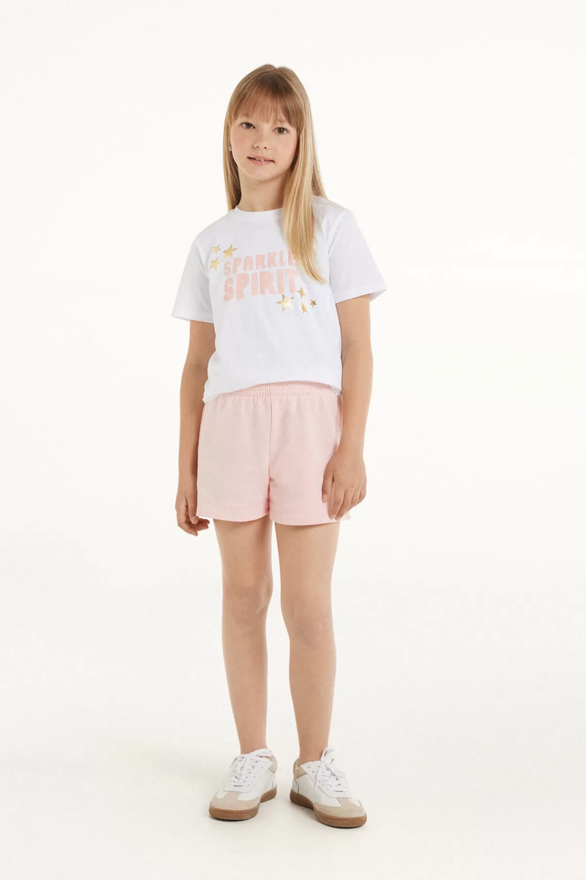 Tezenis Pantaloncini Confortevoli in Felpa Morbida per Bambine - Capi in Cotone Essenziale per Tutto il Giorno