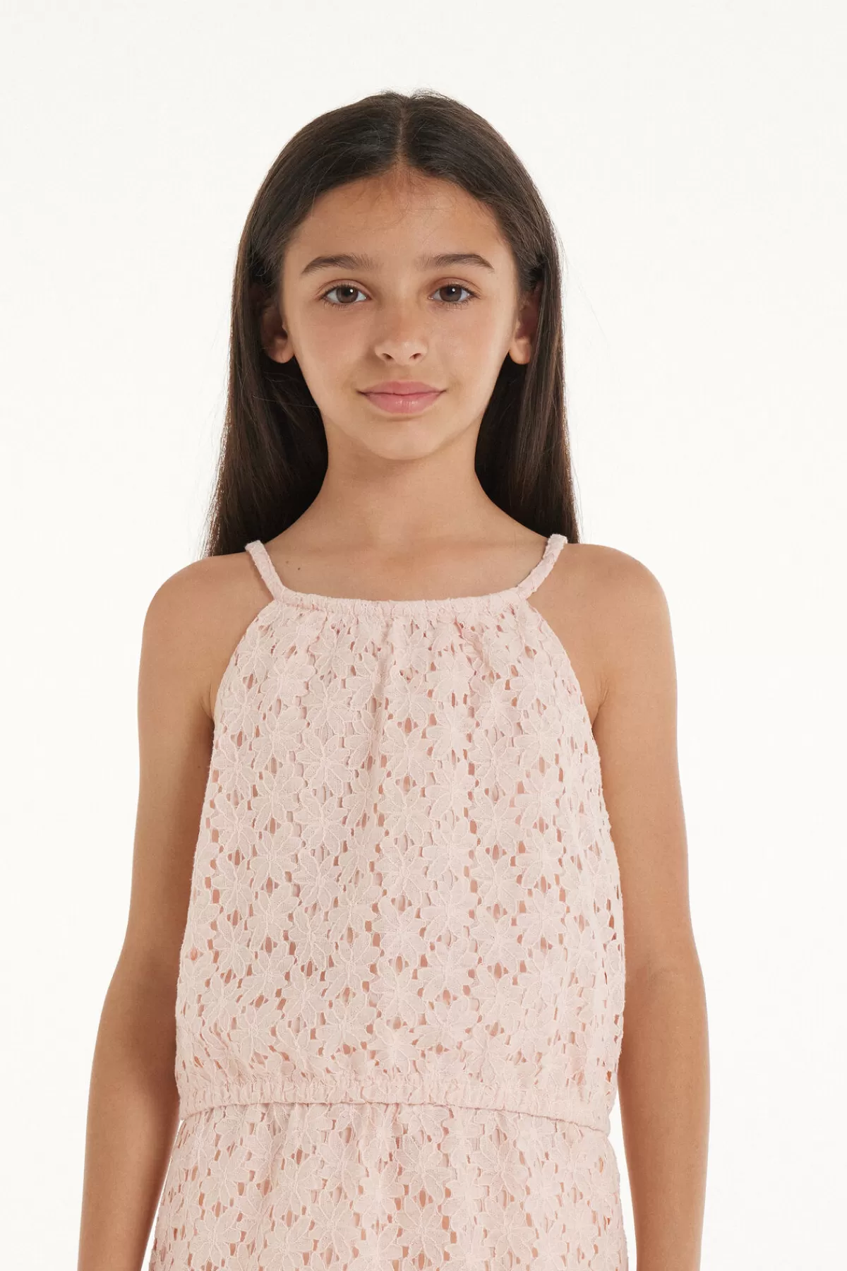 Tezenis Canottiera Elegante con Rifiniture a Pizzo e Spaghetti Straps - Abbigliamento Delicato per Ragazze