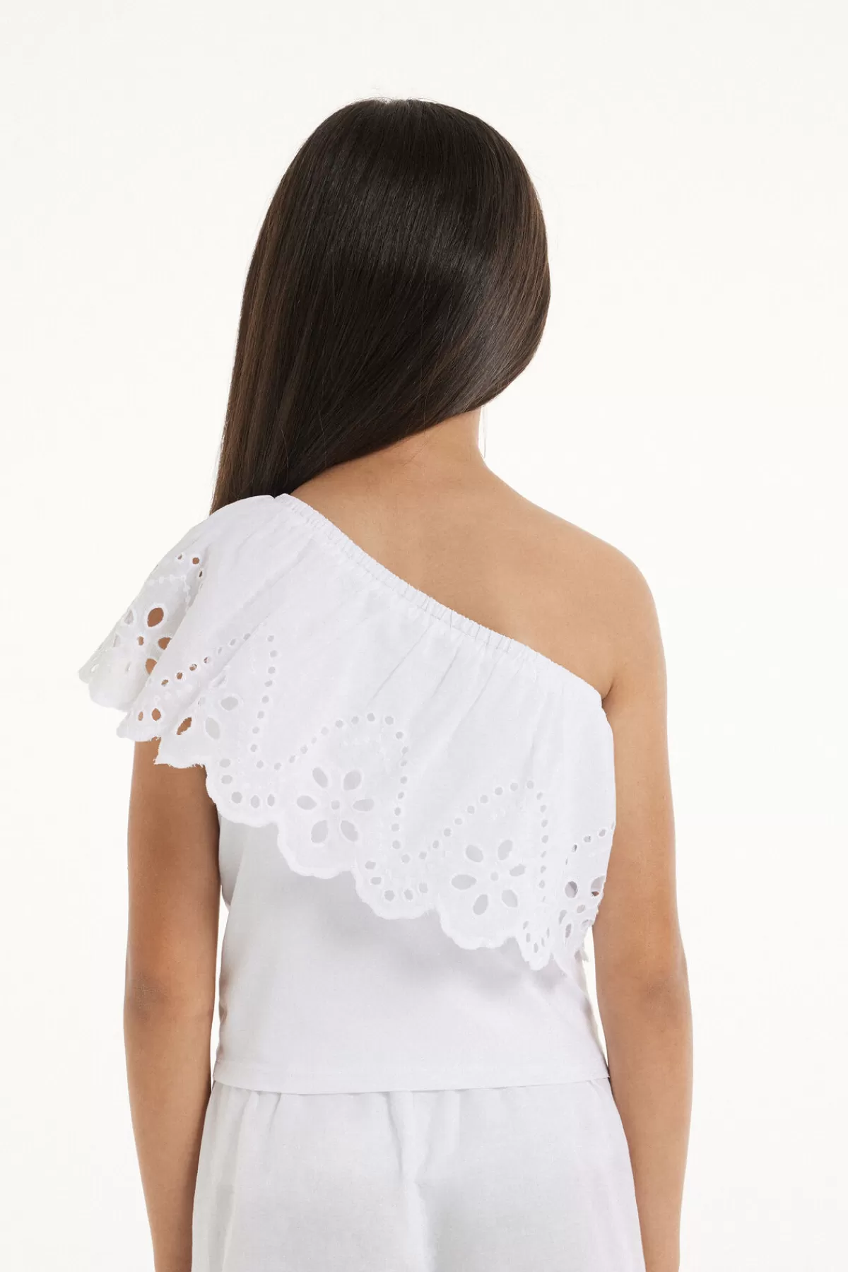 Tezenis Canotta Asimmetrica in Morbido Cotone con Volant Elegante - Design Monospalla Comodo e Femminile