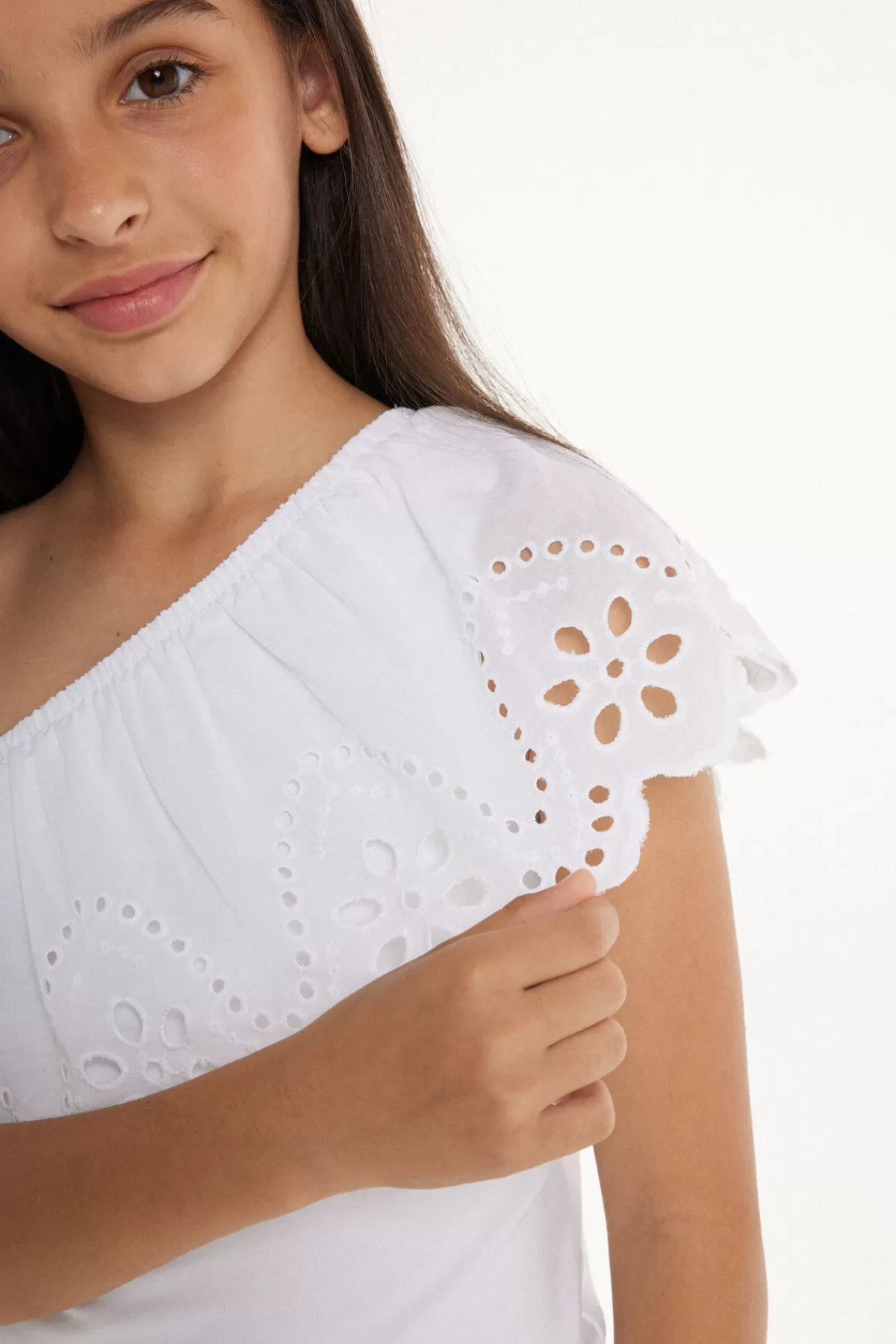Tezenis Canotta Asimmetrica in Morbido Cotone con Volant Elegante - Design Monospalla Comodo e Femminile