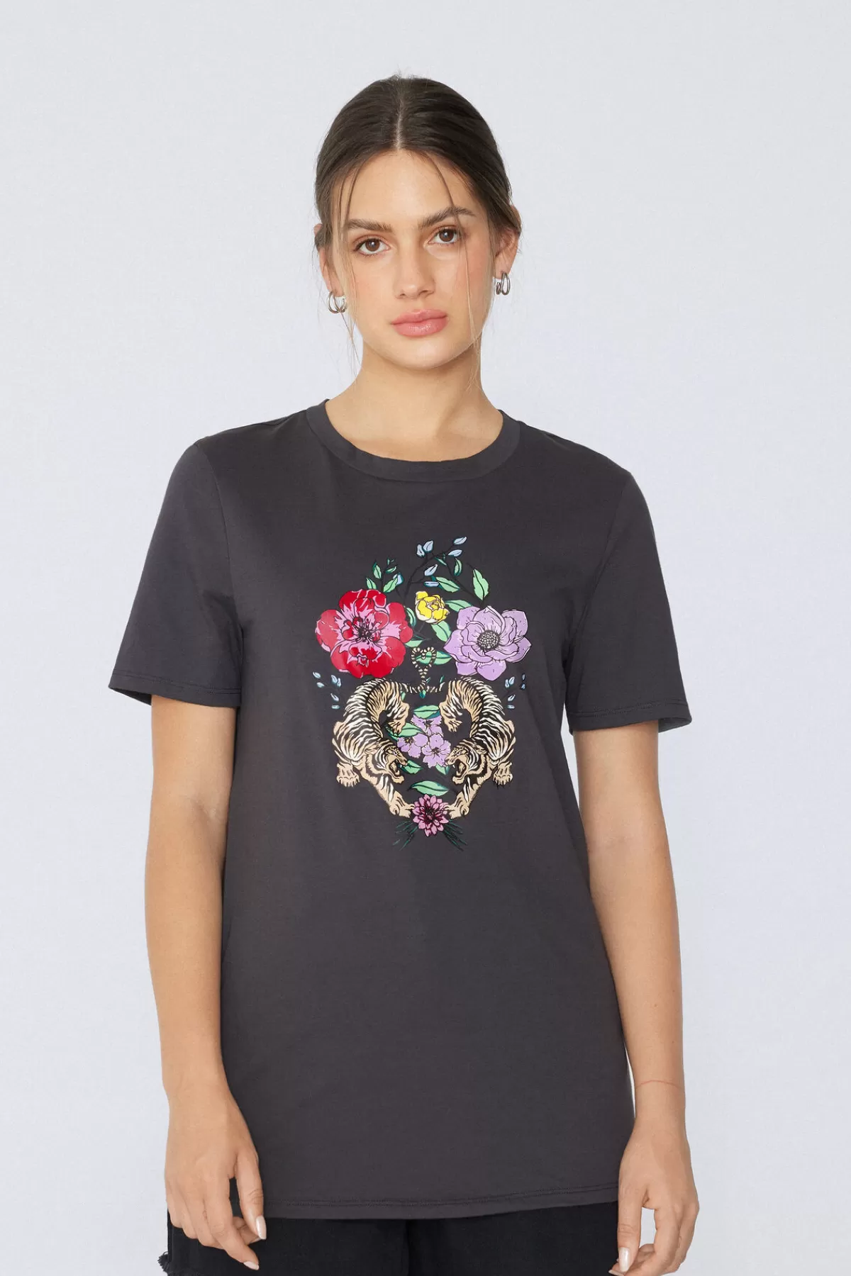 Tezenis Maglietta Donna in Puro Cotone con Grafica Floreale Unica - Comoda e Morbida con Taglio Moderno per Look Casual Estivo