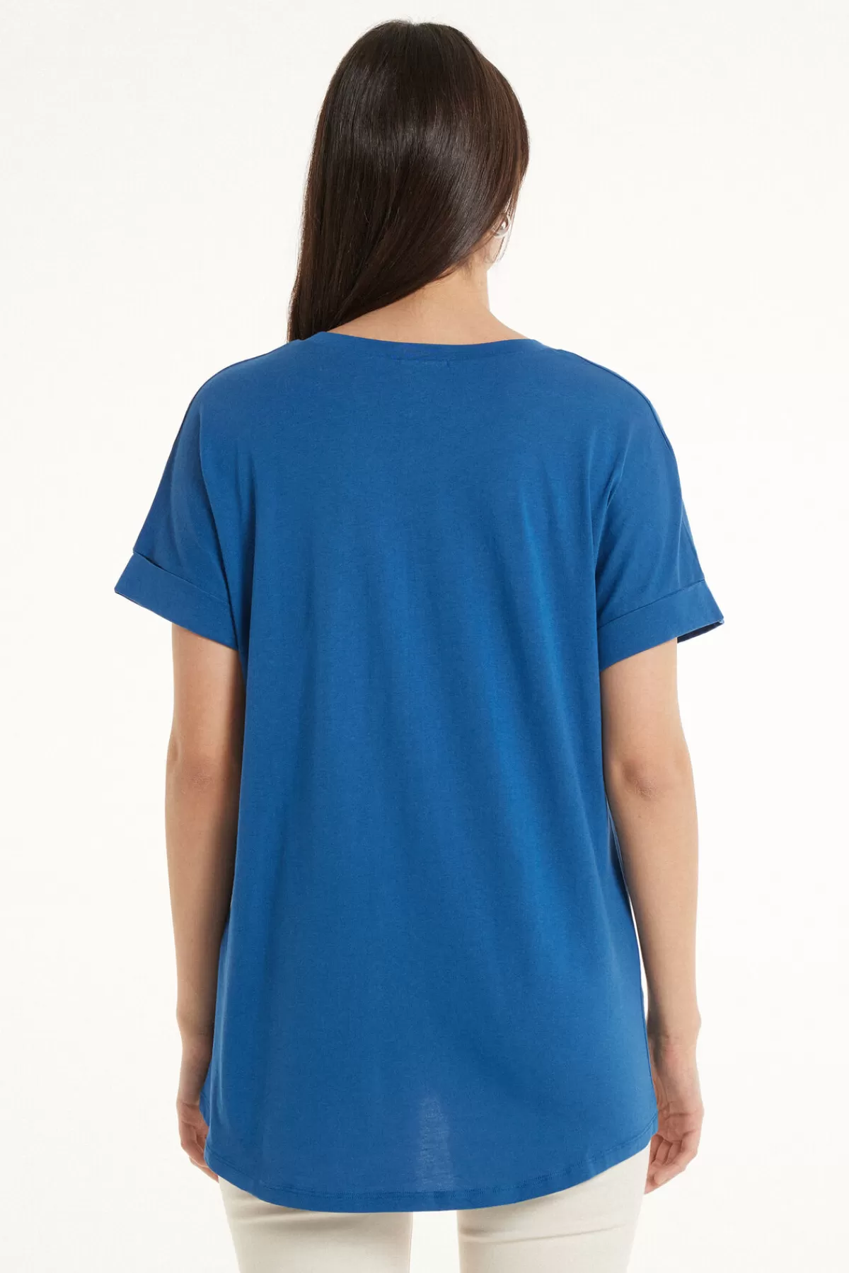 Maglietta Tezenis Donna in Puro Cotone Morbido con Dettaglio Kimono - Conforto Senza Tempo e Stile Minimal 

（：，