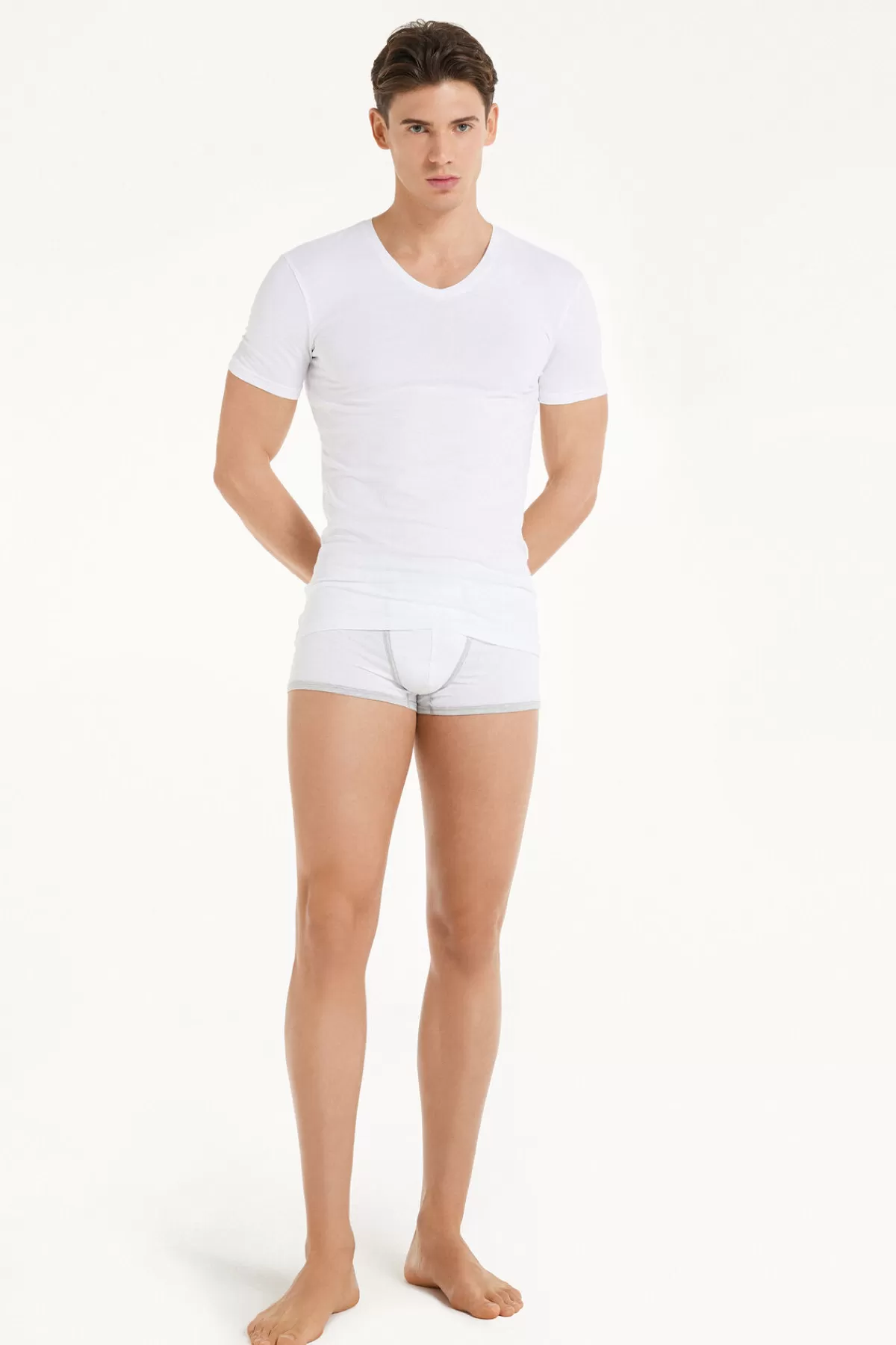 Tezenis Maglietta Uomo Scollo a V in Cotone Morbido - T-Shirt Essentials per Stile Quotidiano

（：，，，