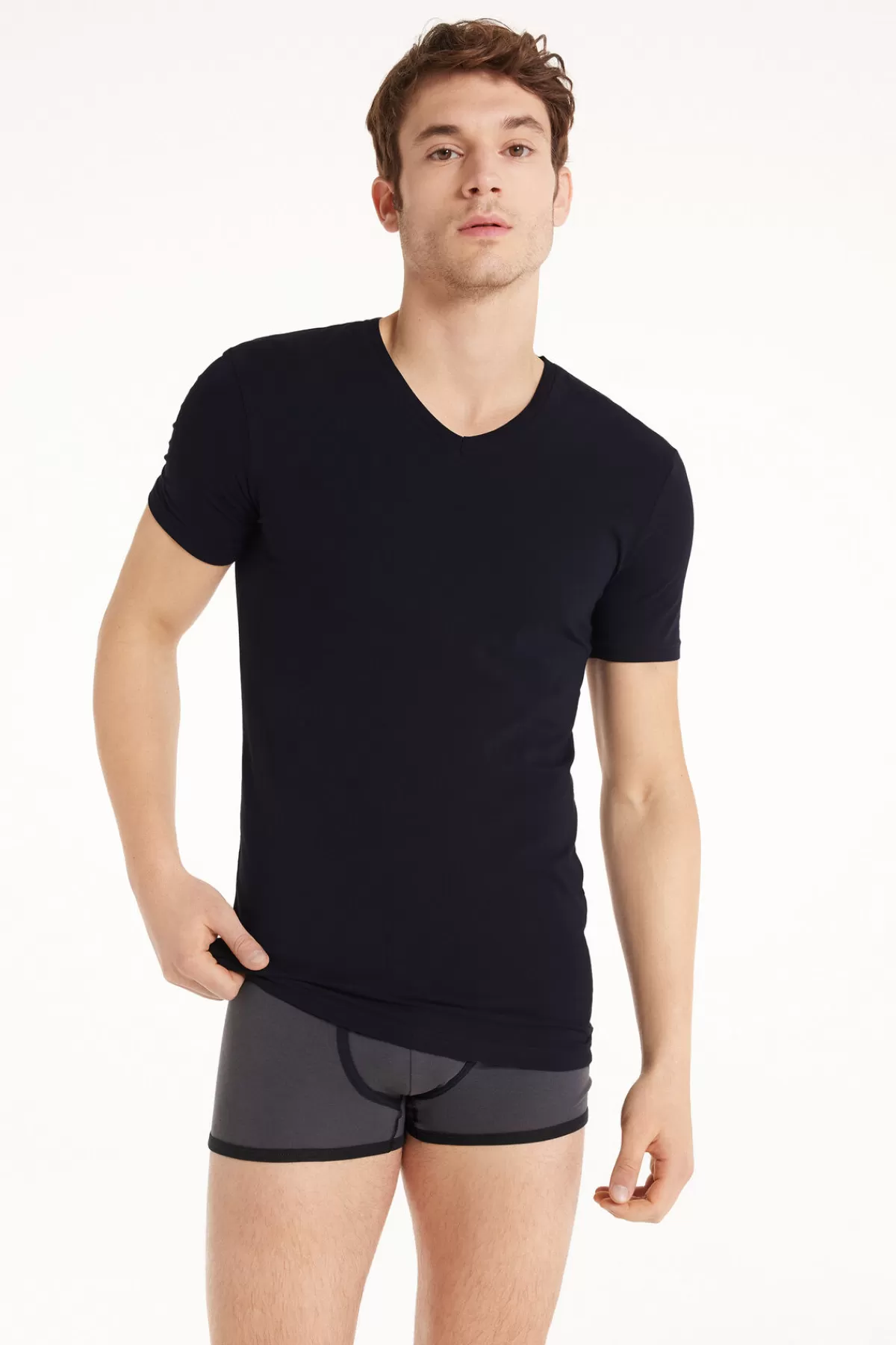Maglietta Con Scollo a V in Cotone Elasticizzato Confortevole - Tezenis Da Uomo