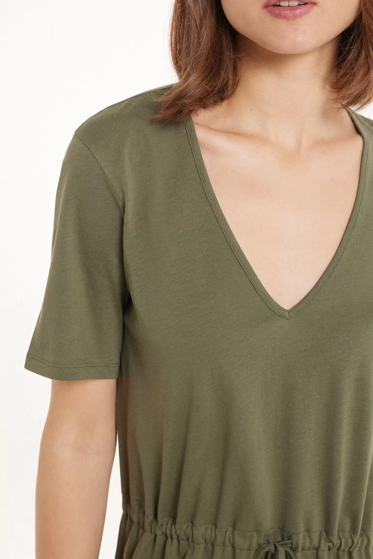 Vestito Donna con Scollo a V in Morbido Cotone - Abito Mezze Maniche Corto per Estate Tezenis

(：、、，SEO，AI)