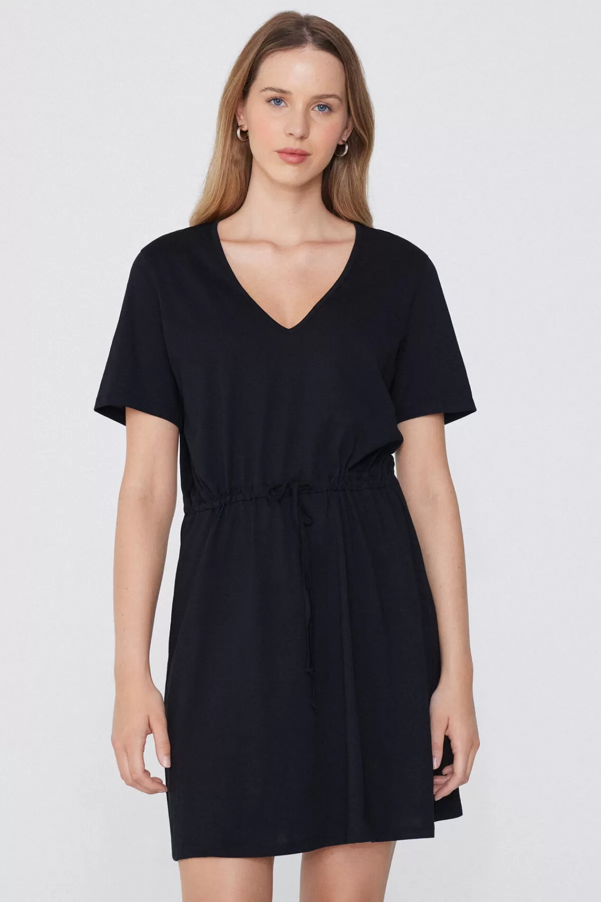 Tezenis Abito Estivo Corto con Scollo a V in Morbido Cotone e Mezze Maniche Comode