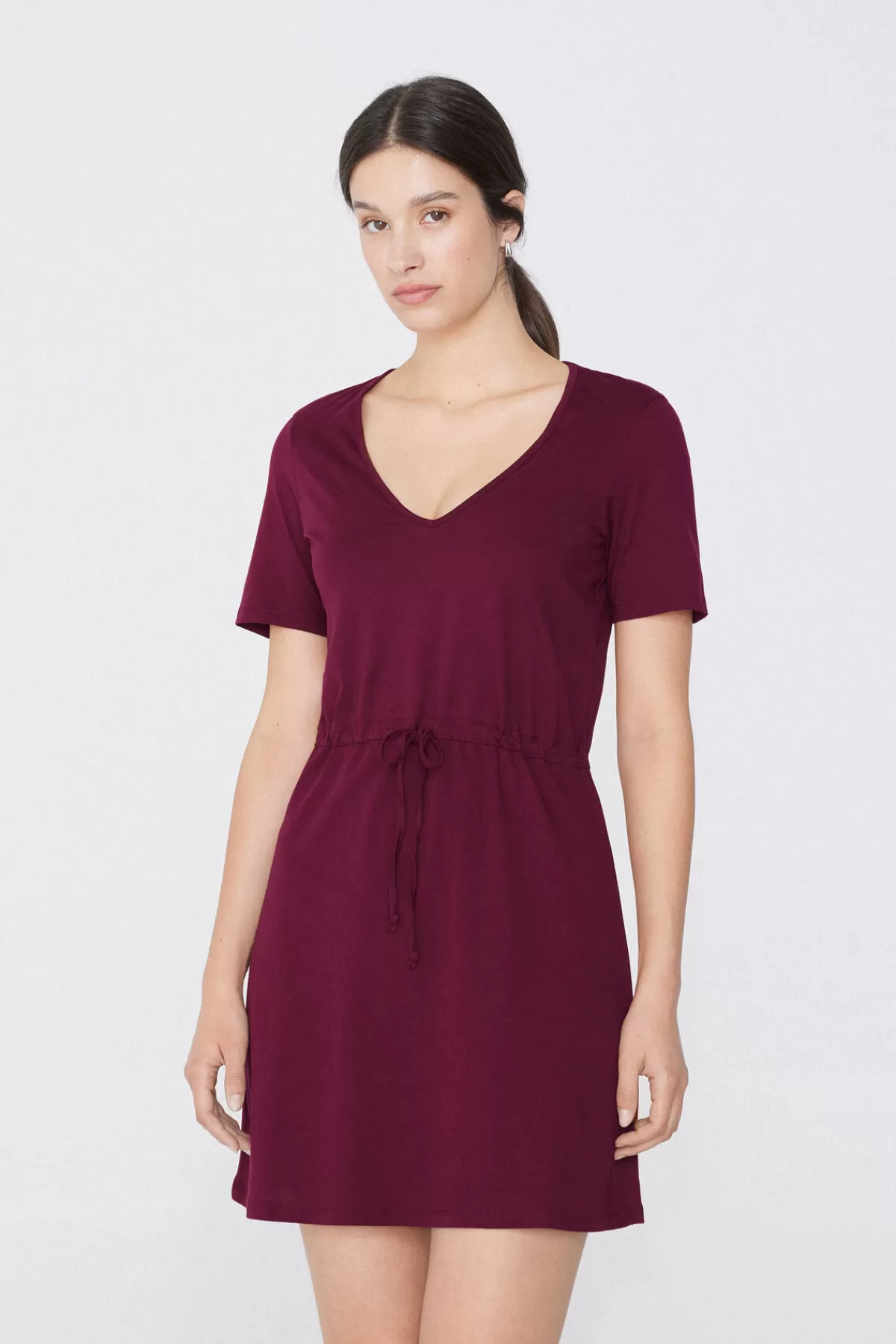 Vestito Mezza Manica Donna con Scollo a V - Abito Estivo in Cotone Comodo e Stiloso da Tezenis