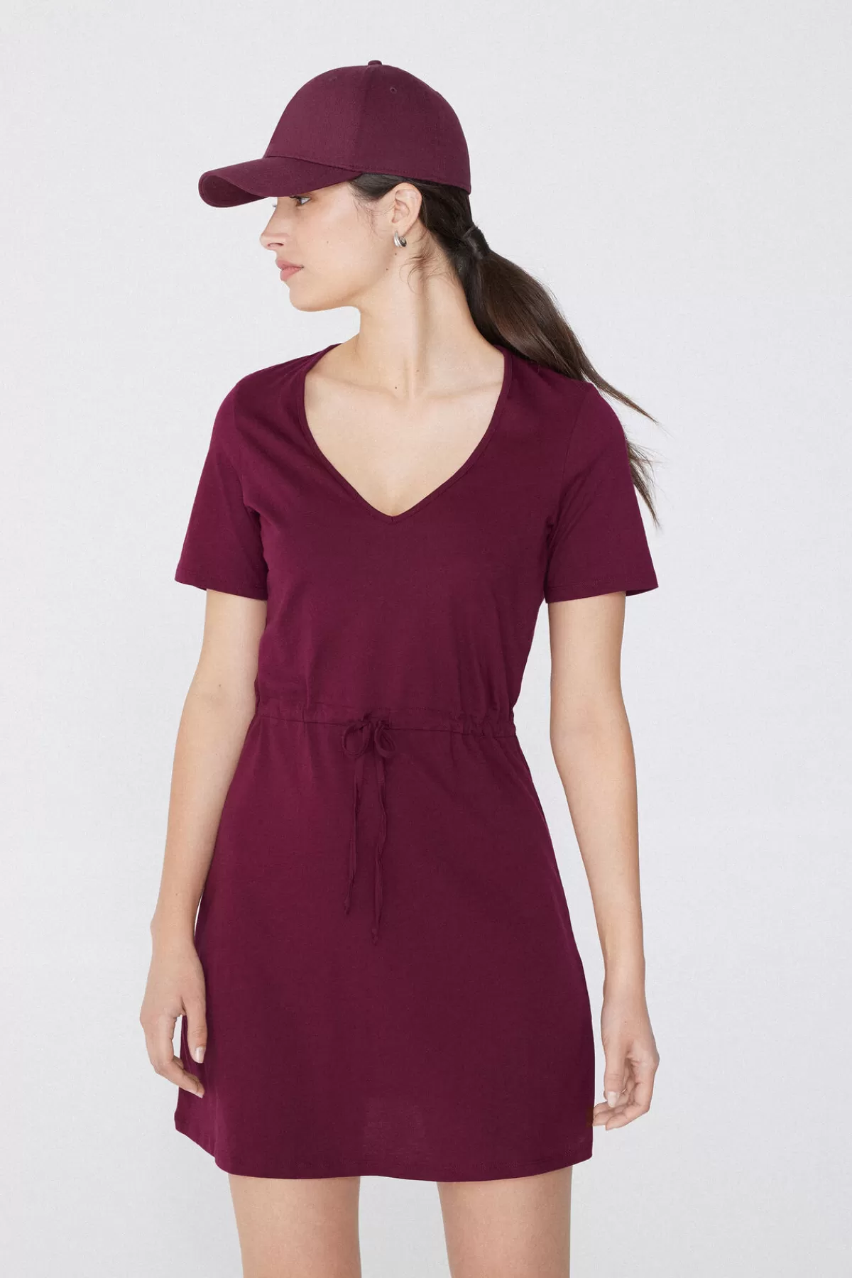 Vestito Mezza Manica Donna con Scollo a V - Abito Estivo in Cotone Comodo e Stiloso da Tezenis